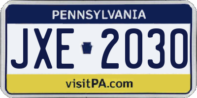 PA license plate JXE2030