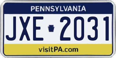 PA license plate JXE2031