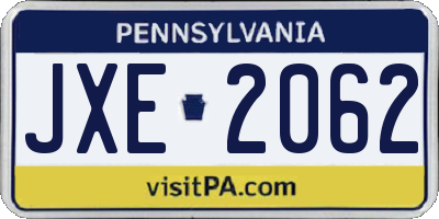 PA license plate JXE2062