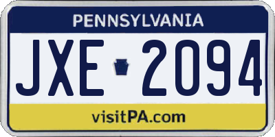 PA license plate JXE2094