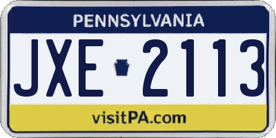 PA license plate JXE2113