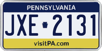 PA license plate JXE2131