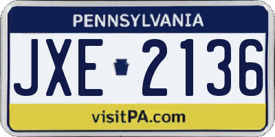 PA license plate JXE2136