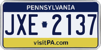 PA license plate JXE2137