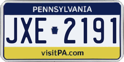 PA license plate JXE2191