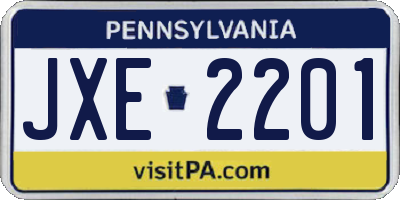 PA license plate JXE2201
