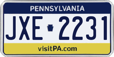 PA license plate JXE2231