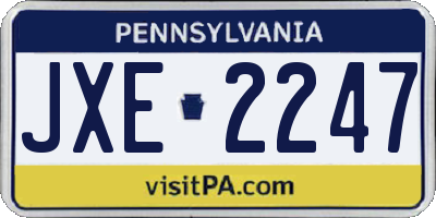 PA license plate JXE2247