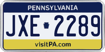 PA license plate JXE2289