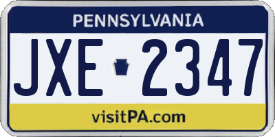 PA license plate JXE2347