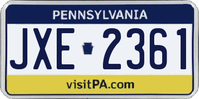PA license plate JXE2361