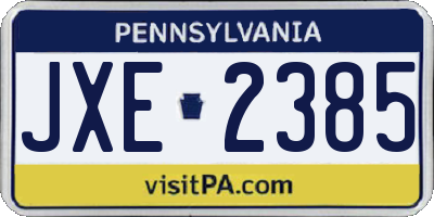 PA license plate JXE2385