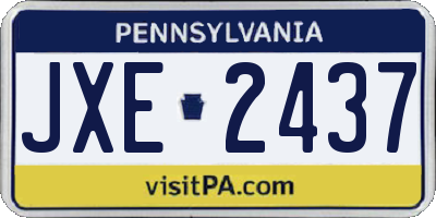PA license plate JXE2437