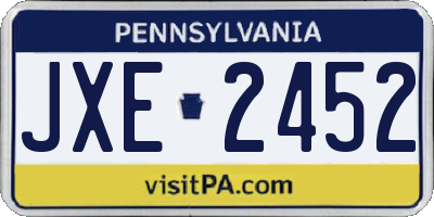 PA license plate JXE2452