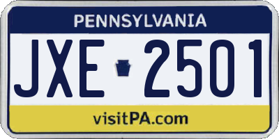 PA license plate JXE2501