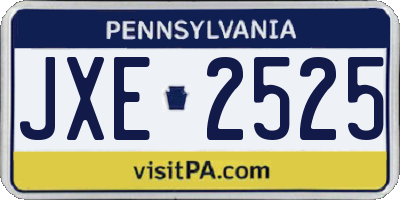 PA license plate JXE2525