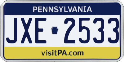 PA license plate JXE2533