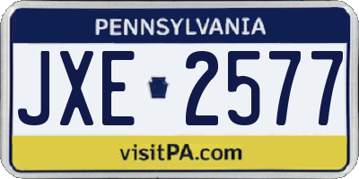 PA license plate JXE2577