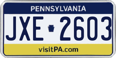 PA license plate JXE2603
