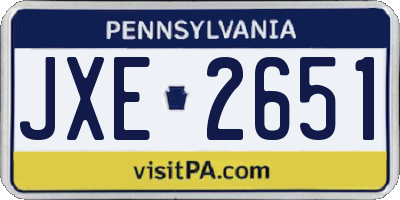 PA license plate JXE2651