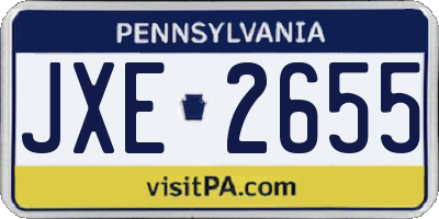 PA license plate JXE2655