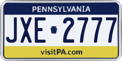 PA license plate JXE2777