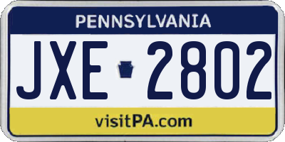 PA license plate JXE2802