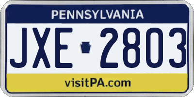 PA license plate JXE2803