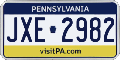 PA license plate JXE2982