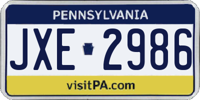 PA license plate JXE2986