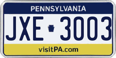 PA license plate JXE3003