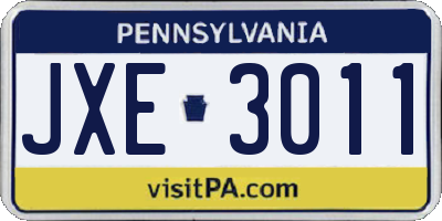 PA license plate JXE3011