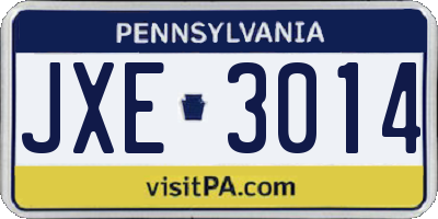 PA license plate JXE3014