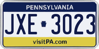 PA license plate JXE3023