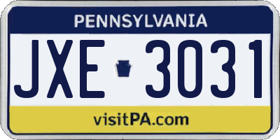 PA license plate JXE3031
