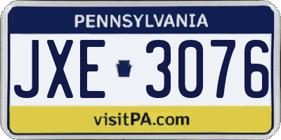 PA license plate JXE3076