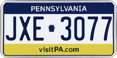 PA license plate JXE3077