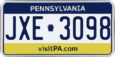 PA license plate JXE3098