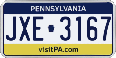 PA license plate JXE3167