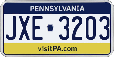 PA license plate JXE3203