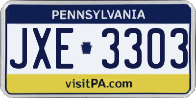 PA license plate JXE3303