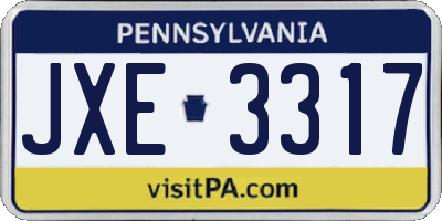 PA license plate JXE3317