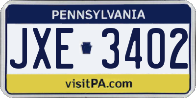 PA license plate JXE3402
