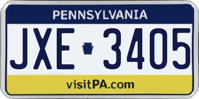 PA license plate JXE3405