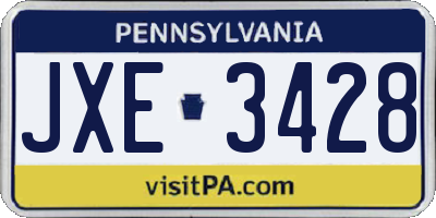 PA license plate JXE3428
