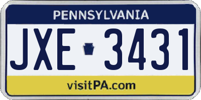 PA license plate JXE3431
