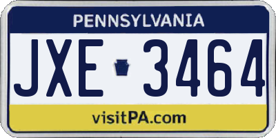 PA license plate JXE3464