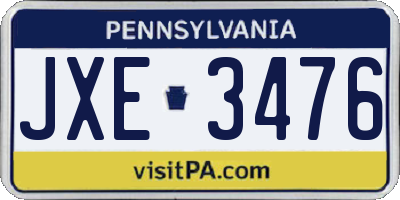PA license plate JXE3476