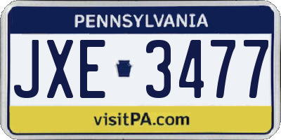 PA license plate JXE3477