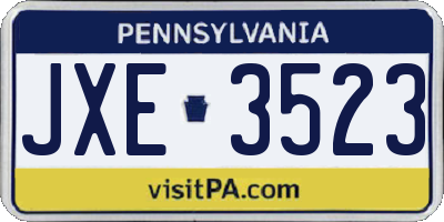 PA license plate JXE3523